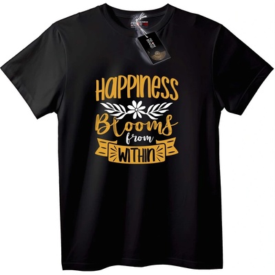 NOONEBRAND Тениска Щастието Разцъфва Отвътре - 3XL, Black