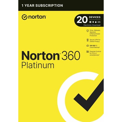 NORTON 360 PLATINUM 100 GB +VPN 1 lic. 20 lic. 12 mes.