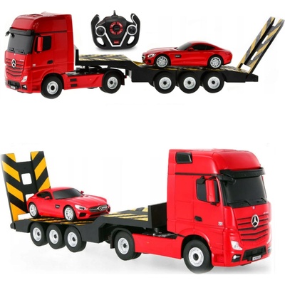 Lebula dálkově ovládané auto RC pilot velká sada 2 aut Mercedes Actros s návěsem RTR červený 1:24
