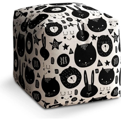 Sablio Taburet Cube Kočička a medvěd - 60x60x60 cm