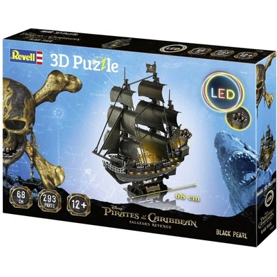 Revell Пъзел, Revell, Карибски пирати, Черната перла с LED осветление, 293 части (R00155)