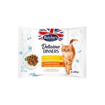 Butcher's Cat Delic.Dinners kuracie / kurča a morčacie 4 x 100 g