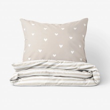 Goldea bavlna povlečení srdíčka na latte s proužky 140x200 70x90