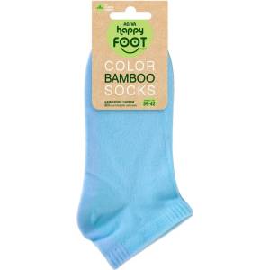 AGIVA Дамски едноцветни чорапи с къс конч от бамбук Agiva Happy Foottopia, Светлосини, 39-42 (AGIVA-158)