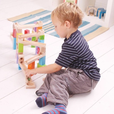 Bigjigs Toys Drevená guličkové dráha Farebná