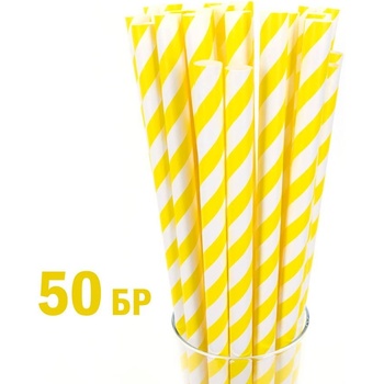 Image 1 of HORECANO 50 бр жълти дебели хартиени сламки за еднократна употреба 26 см ((hc-37236) (210419-1))