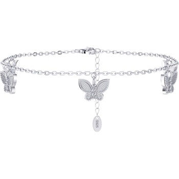 DELIS Сребърна гривна за глезен от проба 925, jw1519, модел пеперуди, с родиево покритие (jw1519)