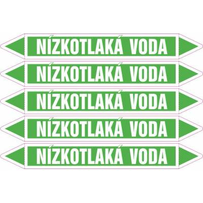Grafiko | Nízkotlaká voda - dle ČSN 13 0072 - Materiál Samolepící PVC folie, Rozměr aršík 5ks šipka 350x52mm
