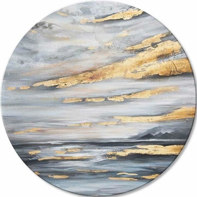 Kulatý malovaný obraz Zlaté nebe - 80 cm