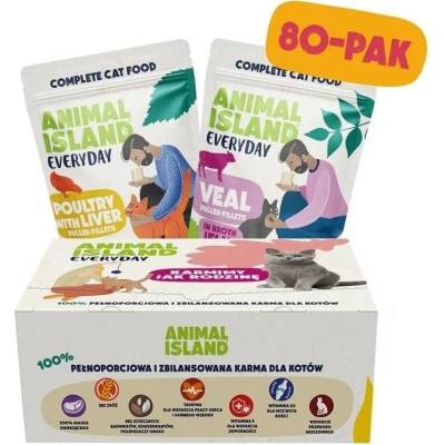 ANIMAL ISLAND Everyday Fillets Poultry with liver and Veal Box 80x85 g
