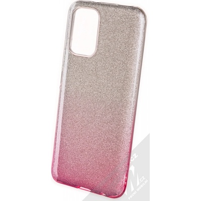 Pouzdro 1Mcz Shining Duo TPU třpytivé ochranné Xiaomi Redmi Note 10, Redmi Note 10S, Poco M5s stříbrná růžové