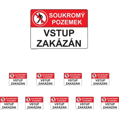 Walteco Súkromný pozemok, vstup zakázaný 210x148mm, formát A5, plastová tabuľka Množstvo: 10 ks , 20119BP2