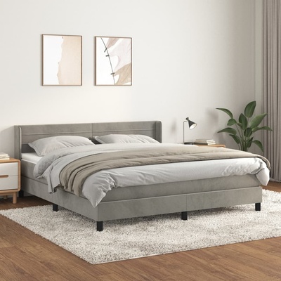 Petrashop 3131033 boxspring postel s matrací světle šedá samet