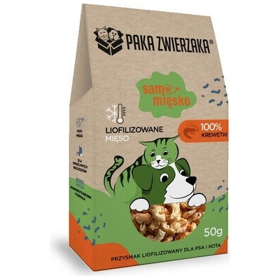 Paka Zwierzaka Lyofilizované mäso s krevetami pre psa a mačku 50 g