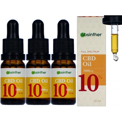 Absinther Výhodný balíček CBD kapky 10% Konopný olej 3 x 10 ml