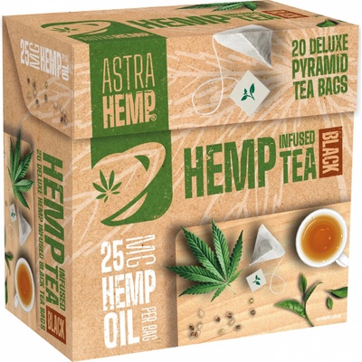 Astra Hemp Černý čaj 25 mg konopný olej krabička 20 pyramidových sáčků, 40 g