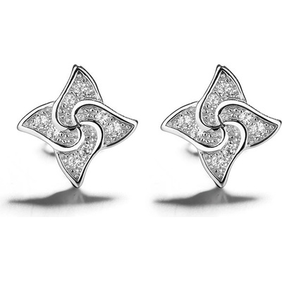 DELIS Сребърни обеци, jw742, модел цвете, родиево покритие (jw742)