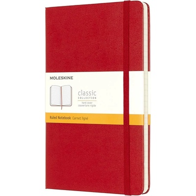 Zápisník Moleskine - tvrdé dosky L, linajkový, červený
