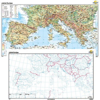 Cartographia Južná Európa + slepá mapa DUO (200x120 cm – 1:1800000)