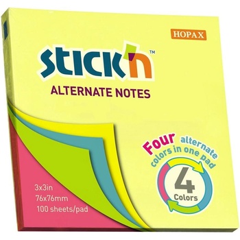 Stick`n Stick'n Самозалепващи се листчета Alternate, 76 x 76 mm, нео (1040100042)