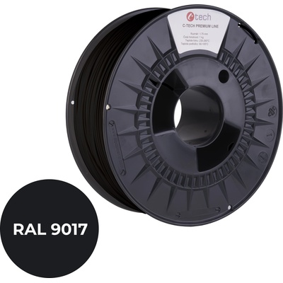 C-Tech 3DF-P-ASA1.75-9017 3D филамент, PREMIUM LINE, ASA, RAL9017, 1, 75mm, 1000g, Сигнално черен (Traffic black) (3DF-P-ASA1.75-9017)