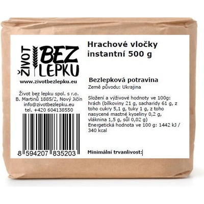 Život bez lepku Hrachové vločky instantné 500 g