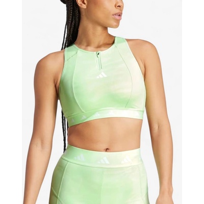 Adidas Powerimpact Medium-Support Techfit High-Neck Zip Bra Green