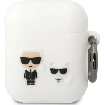 Karl Lagerfeld Кейс Karl Lagerfeld KLACA2SILKCW за AirPods 1/2, бял / бял, Silicone Karl & Choupette (KF001579-0)