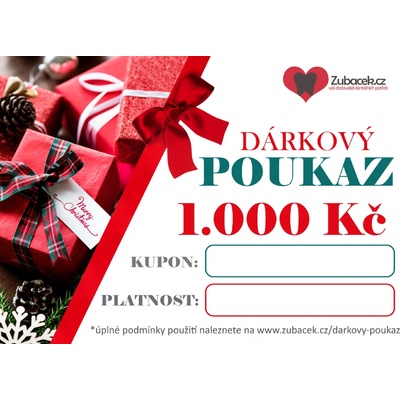 Zubáček.cz Voucher na nákup v hodnotě 1.000 Kč Motiv: Vánoční