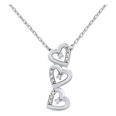 SILVEGO Stříbrný náhrdelník se srdíčky mabel s brilliance zirconia PRG0544NW
