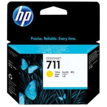 HP 711 оригинална мастилена касета CZ132A, жълта със стандартен капацитет 29ml, 1 опаковка (CZ132A)