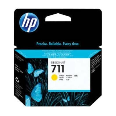 HP 711 оригинална мастилена касета CZ132A, жълта със стандартен капацитет 29ml, 1 опаковка (CZ132A)