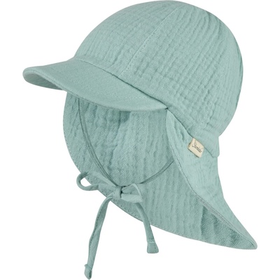 Sterntaler Детска шапка с козирка Sterntaler Kids' Peaked Cap with Neck Flap Muslin, Tie Cap - Helltürkis - размер 47 cm (904-3662-0713)