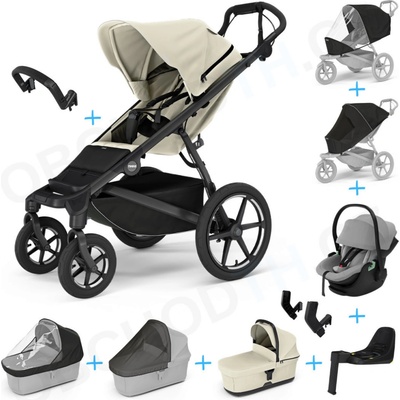 Thule Set 10v1 Urban Glide 4-wheel Soft beige 2024 + madlo + korbička Soft beige + pláštěnky a moskytiéry Thule + Autosedačka Thule Maple Light Gray s ISOFIX základnou Thule Alfi a adaptéry – Zbozi.Blesk.cz