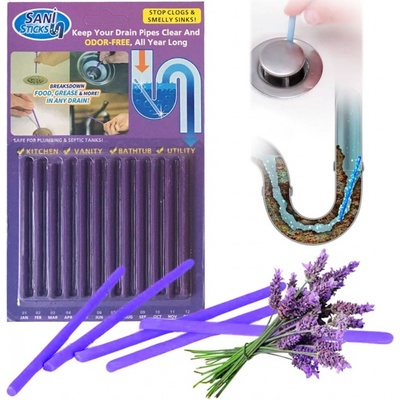 TFY SANI-STICK-Prp12 Tyčinky na čistenie odpadu LEVANDUĽA, 12 ks