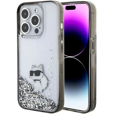 KARL LAGERFELD Кейс Karl Lagerfeld KLHCP15XLKCNSK за iPhone 15 Pro Max 6.7", прозрачен, твърд, Liquid Glitter Choupette (KF001777-0)