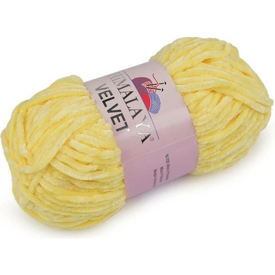 Pletací žinylková příze Velvet 100 g - 3 (90002) žlutá světlá