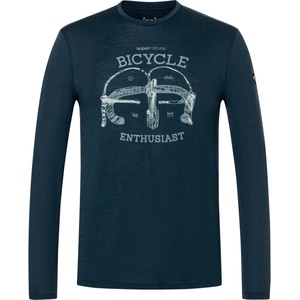 super. natural Мъжка блуза с дълъг ръкав super. natural Bike Enthusiast L/S Merino longsleeve - Blueberry / Various (216-9134-0111)