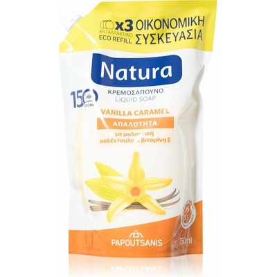 Papoutsanis Natura tekuté mydlo vanilla caramel náhradná náplň 750 ml