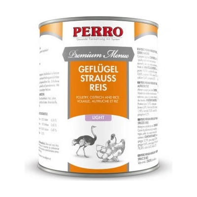 Perro Premium Menue Light Pštros a rýže 820 g