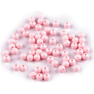 Stoklasa Plastové korálky Ø6 mm Balení: 10 g, Varianta: 3 růžová nejsv. 3 růžová nejsv.