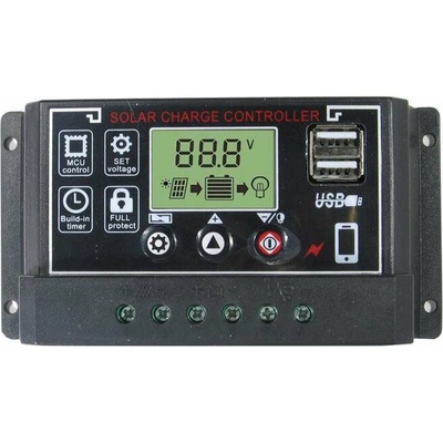 Solární regulátor PWM BL915C 12-24V/30A+USB pro různé bateri