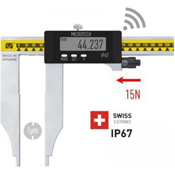 Image 1 of Microtech Дигитален шублер с дълги долни челюсти Microtech WIRELESS MICRON FORCE SwissMet - IP67, 1500 мм, 150 мм, 0, 001 мм (141073882)