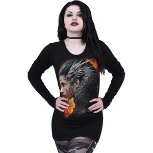 SPIRAL дамска тениска с дълъг ръкав spiral - draco queen - черна - k131f440