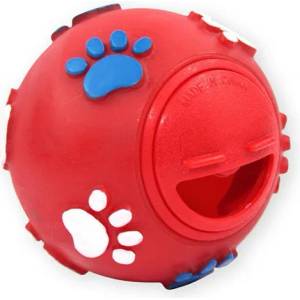 PET NOVA Винилова топка за кучета с отвор за лакомства - червена 7, 5 см