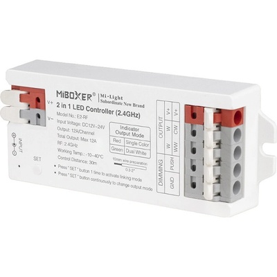 RF řídící jednotka 2v1 Mi-Light E2-RF pro bílé a CCT pásky12V-24V 12A PUSH