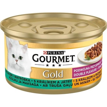 Gourmet GOLD grilované a dusené kúsky mäsa s králikom a pečeňou 85 g