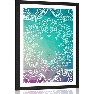Plakát s paspartou pastelová Mandala - 40x60 white