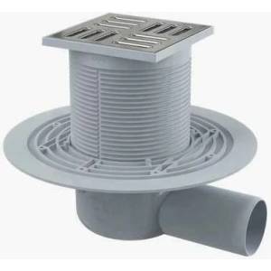 Alcadrain Подов сифон 105 x 105/50 с щранг, странично оттичане, система за задържане на миризми APV1311 Alca (APV1311)