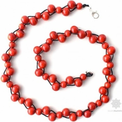 Kouzlo bižuterie dřevěné korále Perličky červená S3384